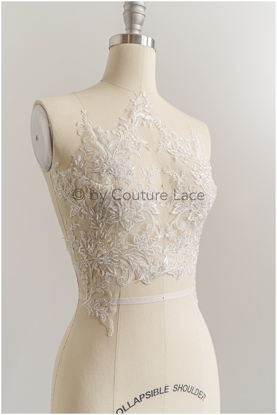 romantischer verzierter Spitzen Aufnäher/ cremeweiße Ornament Blumen Applikation/ Brautkleid Spitze Applikation/ Braut verzierte Muster Applikation// A23-232