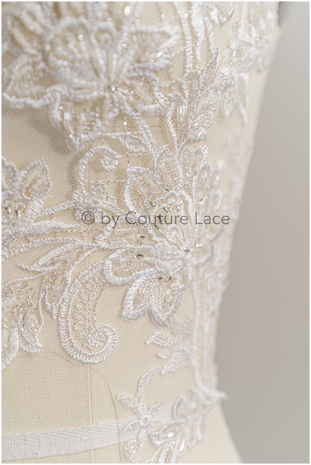 romantischer verzierter Spitzen Aufnäher/ cremeweiße Ornament Blumen Applikation/ Brautkleid Spitze Applikation/ Braut verzierte Muster Applikation// A23-232