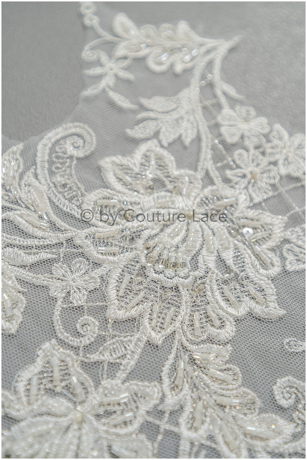 romantischer verzierter Spitzen Aufnäher/ cremeweiße Ornament Blumen Applikation/ Brautkleid Spitze Applikation/ Braut verzierte Muster Applikation// A23-232