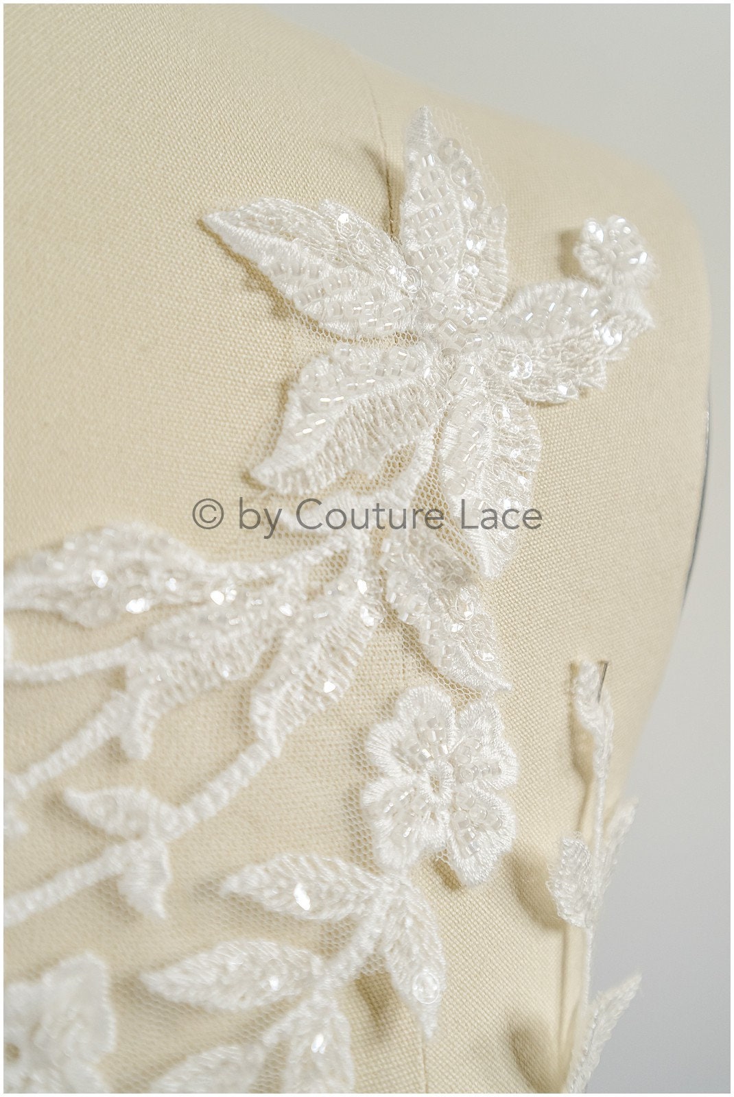 Perlen Blumen Applikation/ schwere Perlen Braut Aufnäher/ Hochzeitskleid Spitzenapplikation/ Brautblatt Applikation/ A23-021