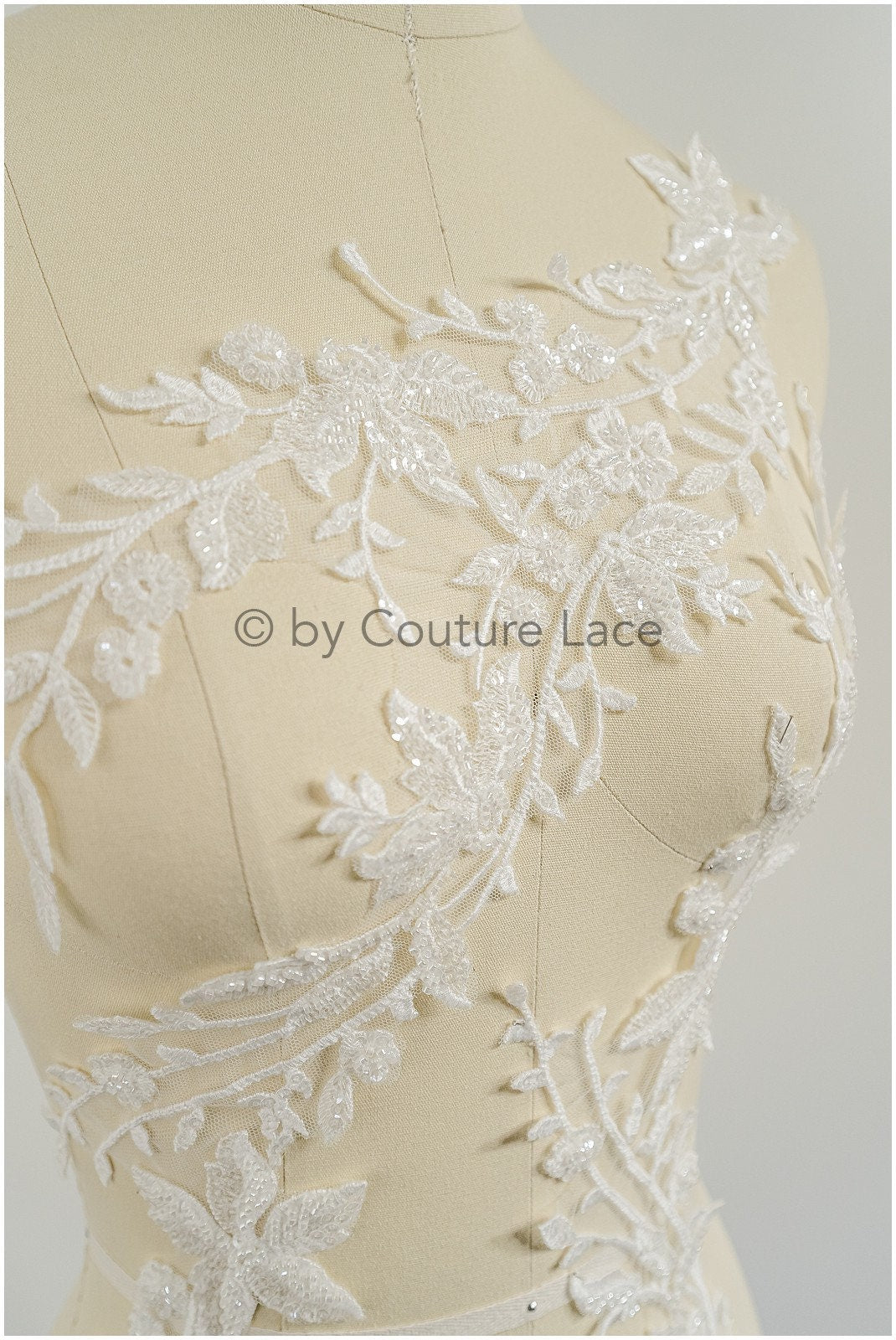 Perlen Blumen Applikation/ schwere Perlen Braut Aufnäher/ Hochzeitskleid Spitzenapplikation/ Brautblatt Applikation/ A23-021