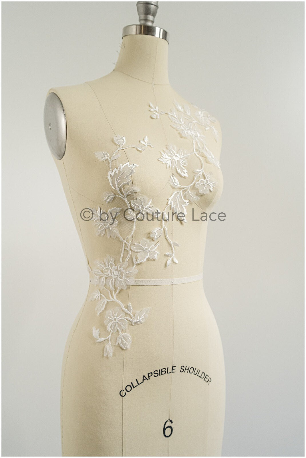 Bestickte 3D Blumen Applikation / Braut Aufnäher / Hochzeitskleid Spitzenapplikation / Brautblatt Applikation / A23-036