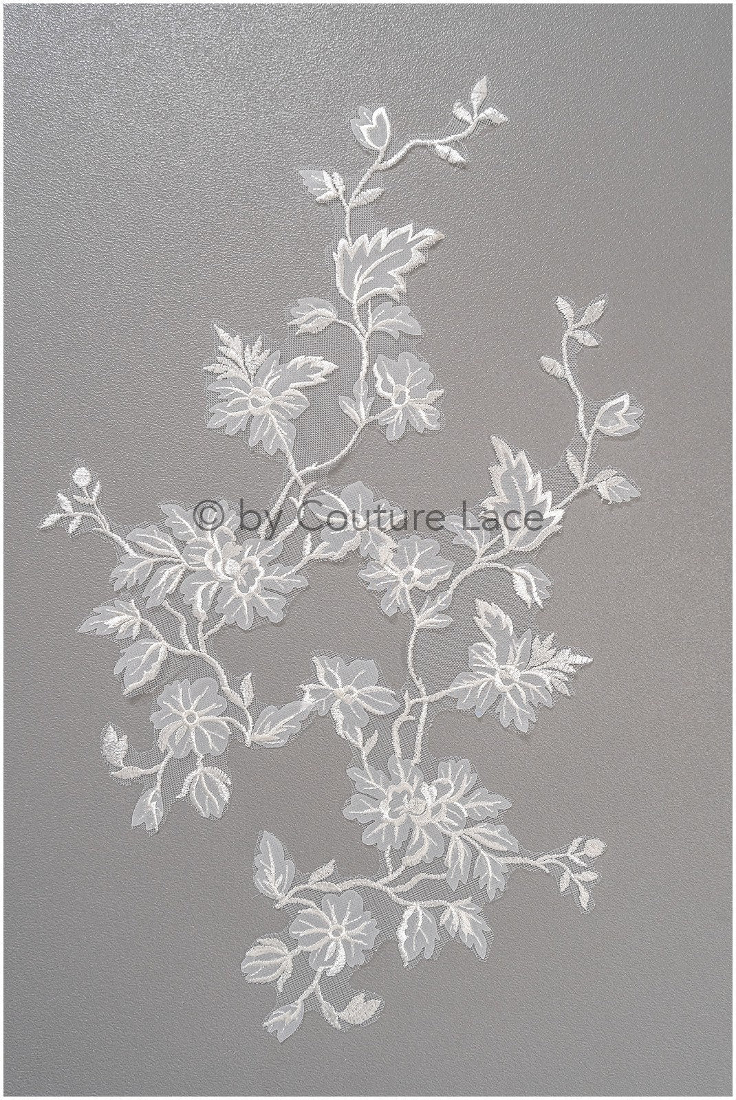 Bestickte 3D Blumen Applikation / Braut Aufnäher / Hochzeitskleid Spitzenapplikation / Brautblatt Applikation / A23-036