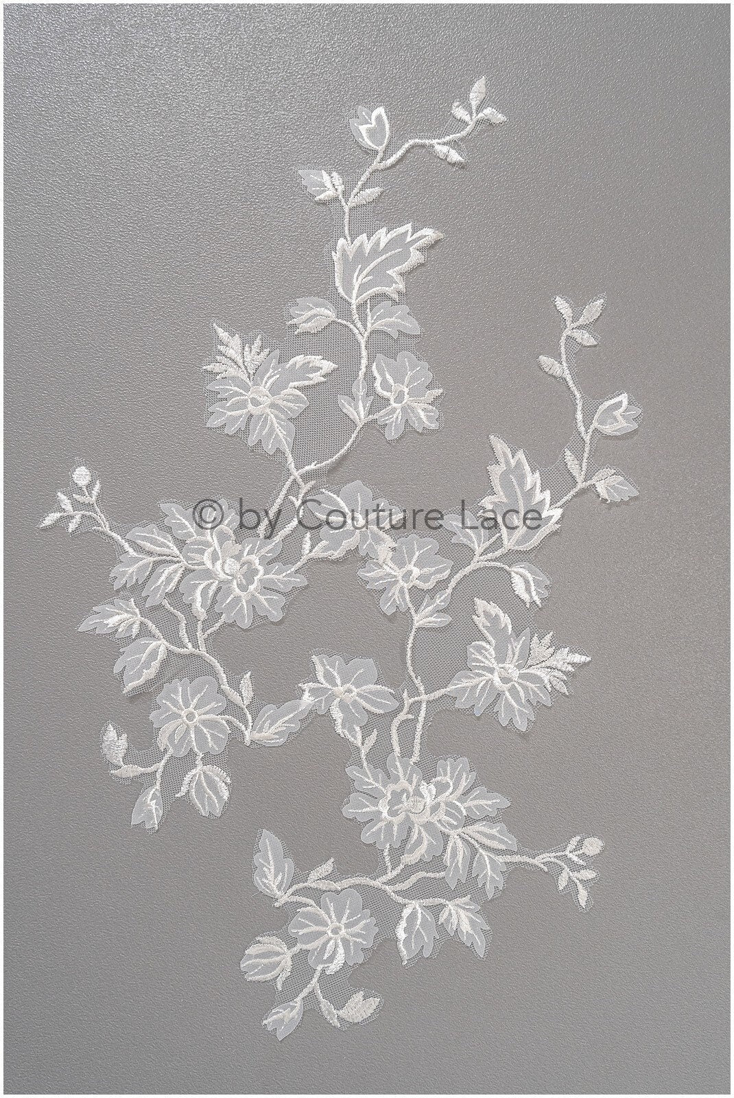 Bestickte 3D Blumen Applikation / Braut Aufnäher / Hochzeitskleid Spitzenapplikation / Brautblatt Applikation / A23-036