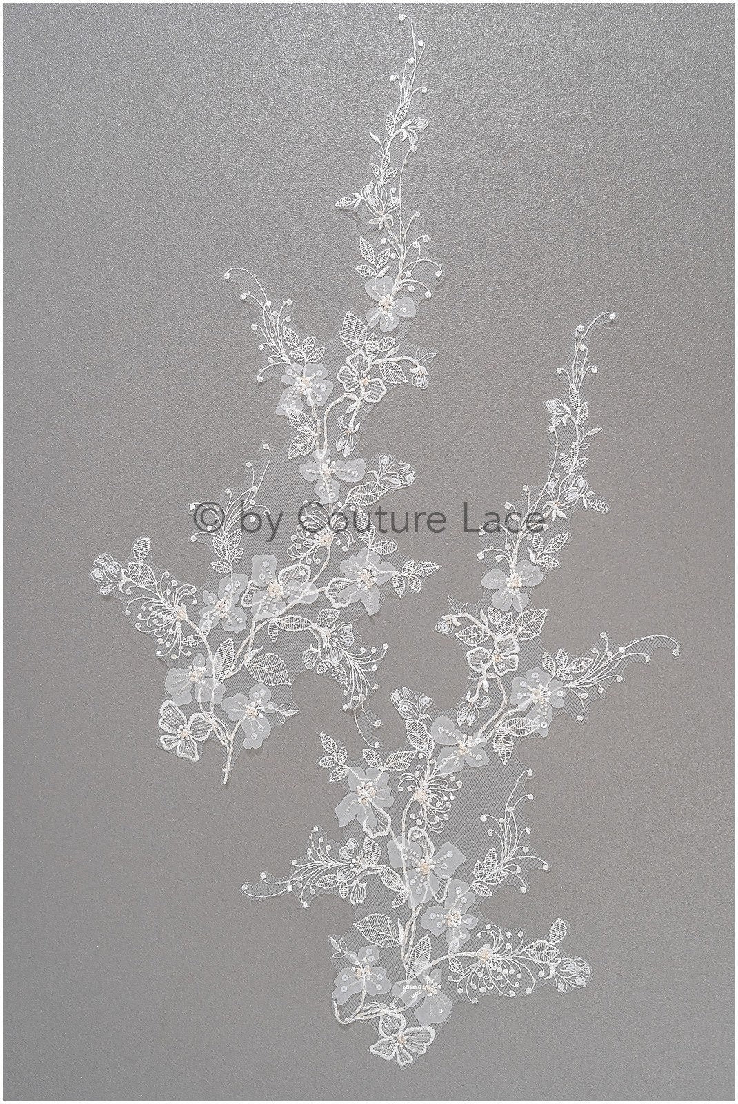 Perlen Blumen Applikation / Perlen Braut Aufnäher / Braut Aufnäher / A23-049