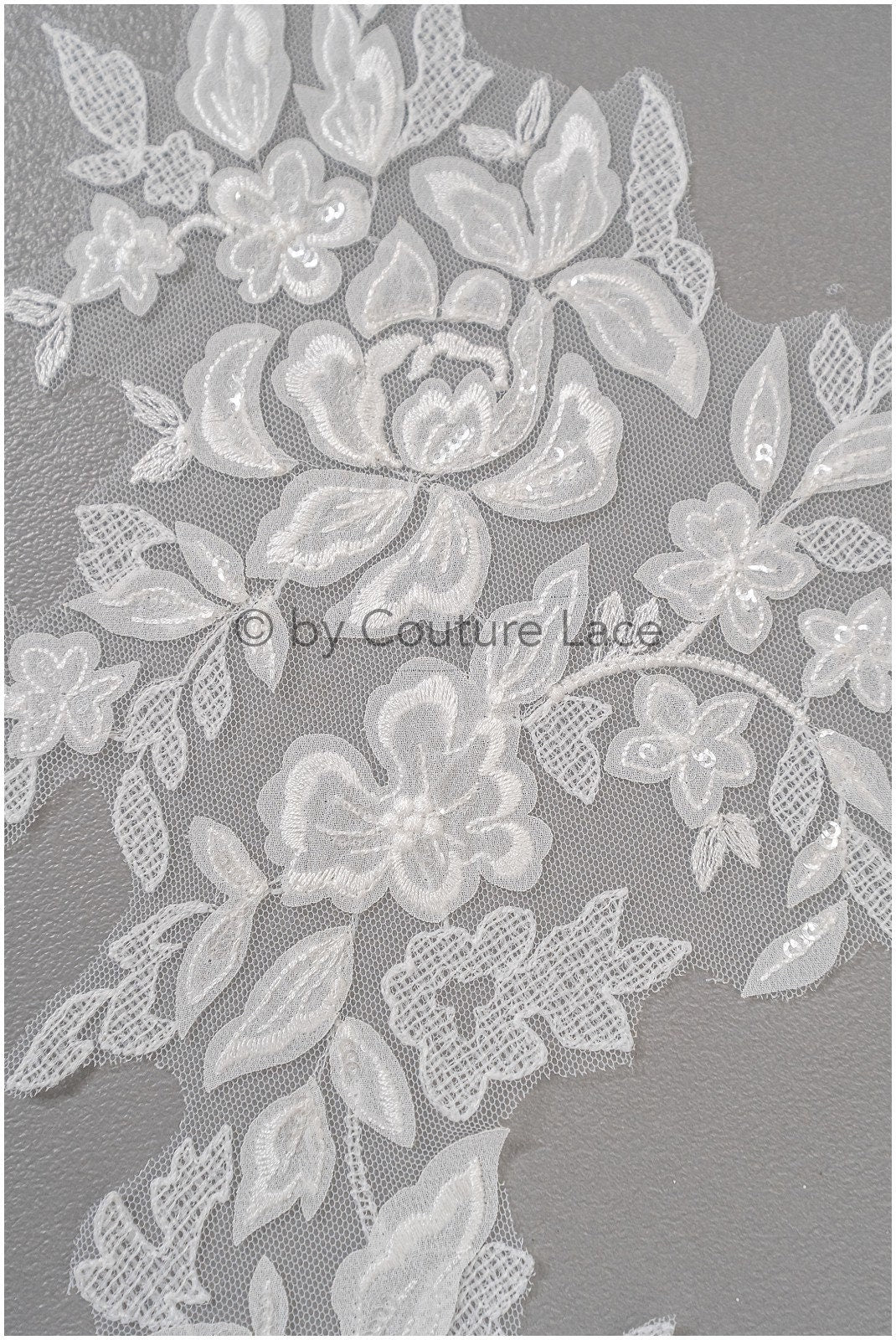 3D Blumen Applikation / 3D Blumen Spitze Applikation / Hochzeitskleid Applikation / Blatt Applikation / A23-075