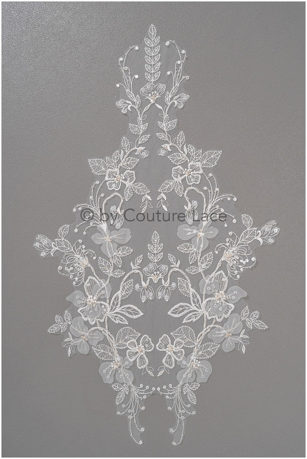 Pearl flower applique / pearl bridal patch / 3D flower applique / wedding dress lace applique / bridal leaf applique / A23-138
