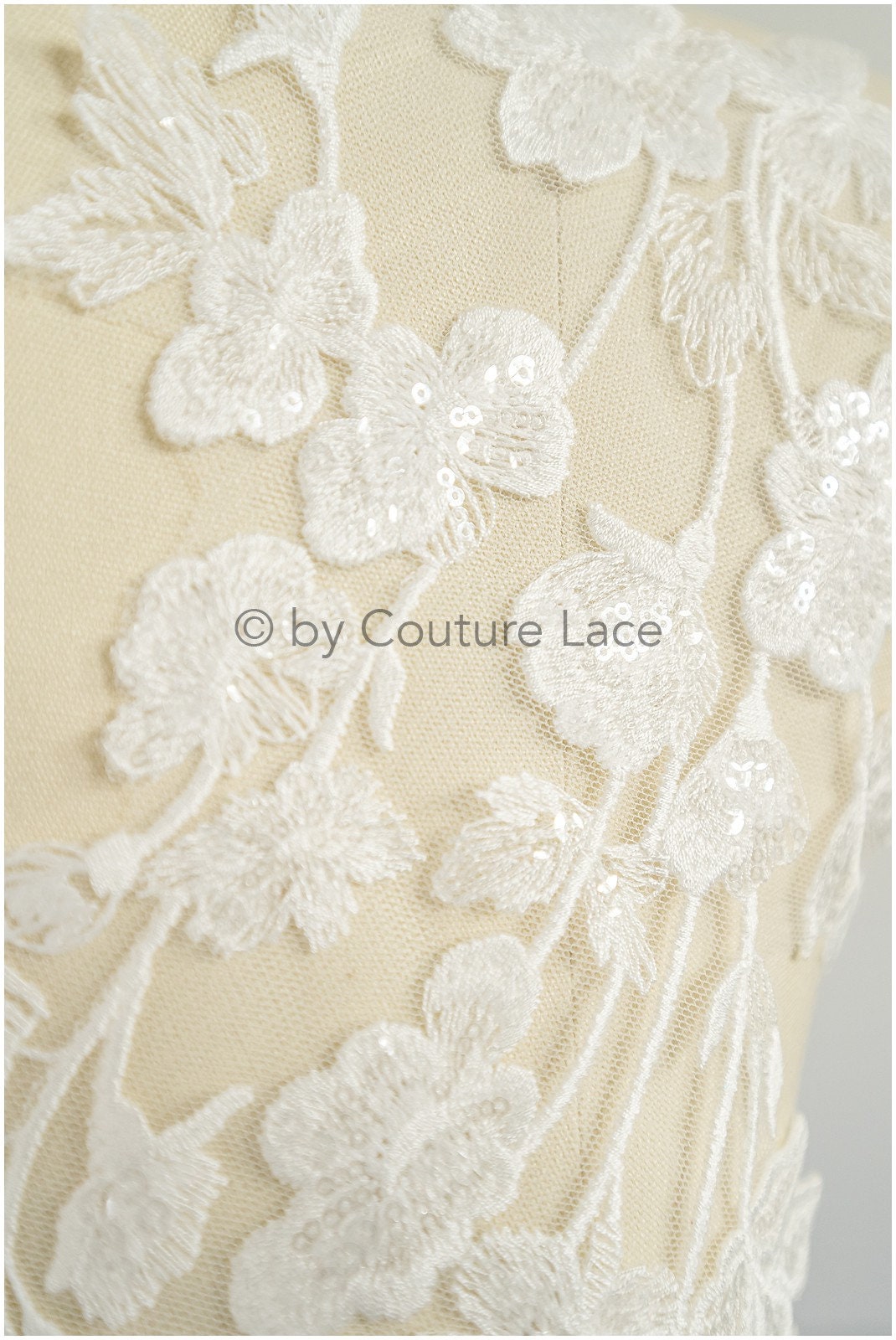 Romantisches verziertes Spitzen Aufnäher/ weiße Verzierung Blumen Applikation/ Hochzeitskleid Spitzen Applikation/ Braut verziertes Muster Applikation / A23-317