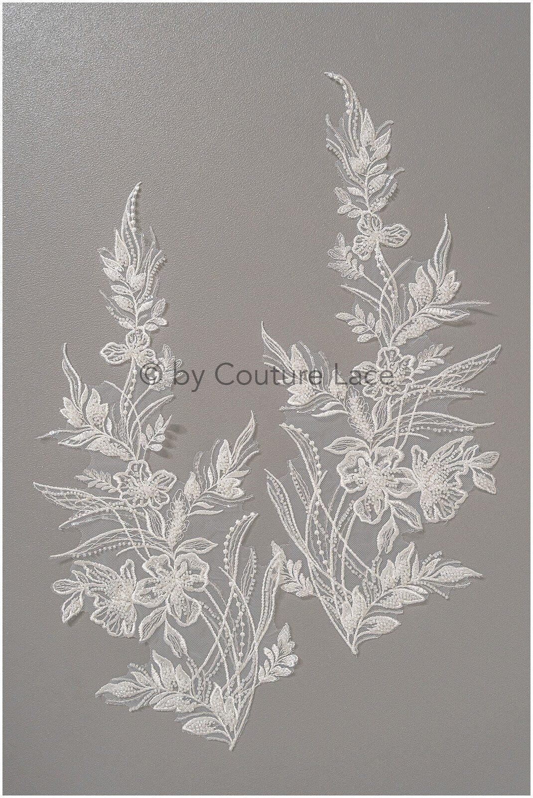 Pearl flower applique/Pearl bridal patch/Wedding dress lace applique/Bridal leaf applique/A23-318