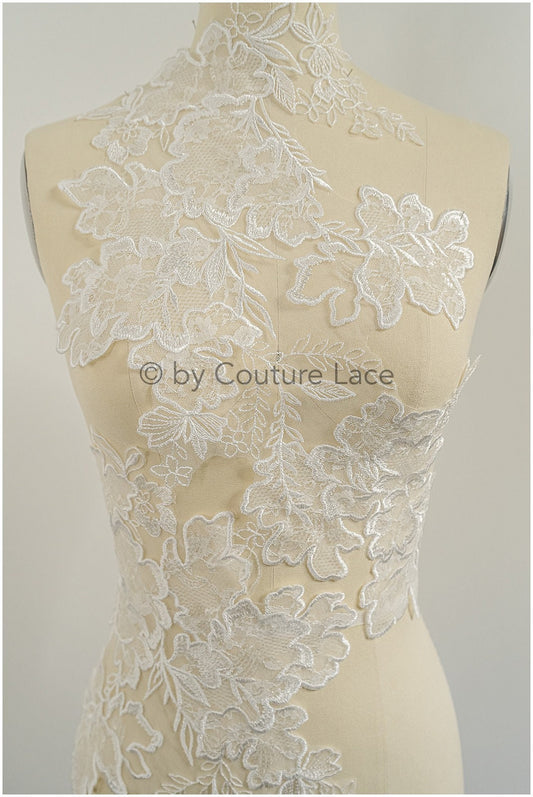 applique florale romantique/ applique de dentelle florale/ applique de dentelle de robe de mariée/ appliques de feuilles de mariée/ A23-321