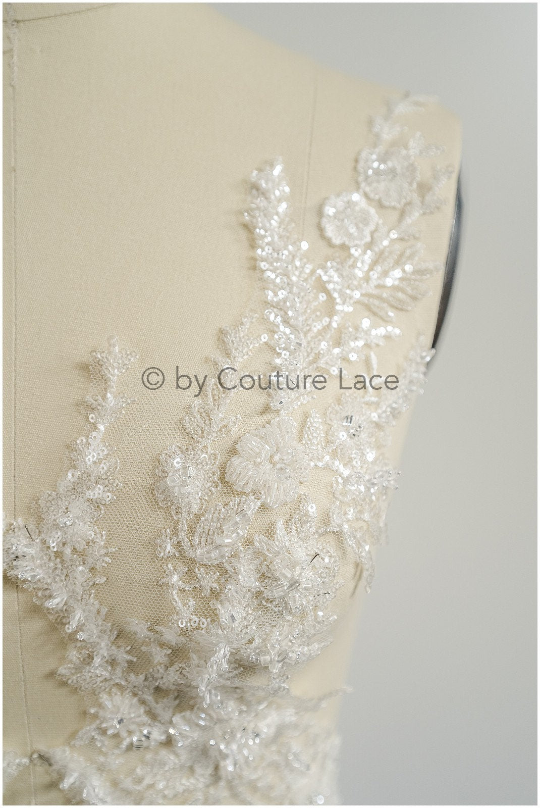 Pearl flower applique/Pearl bridal patch/Wedding dress lace applique/Bridal leaf applique/A23-330