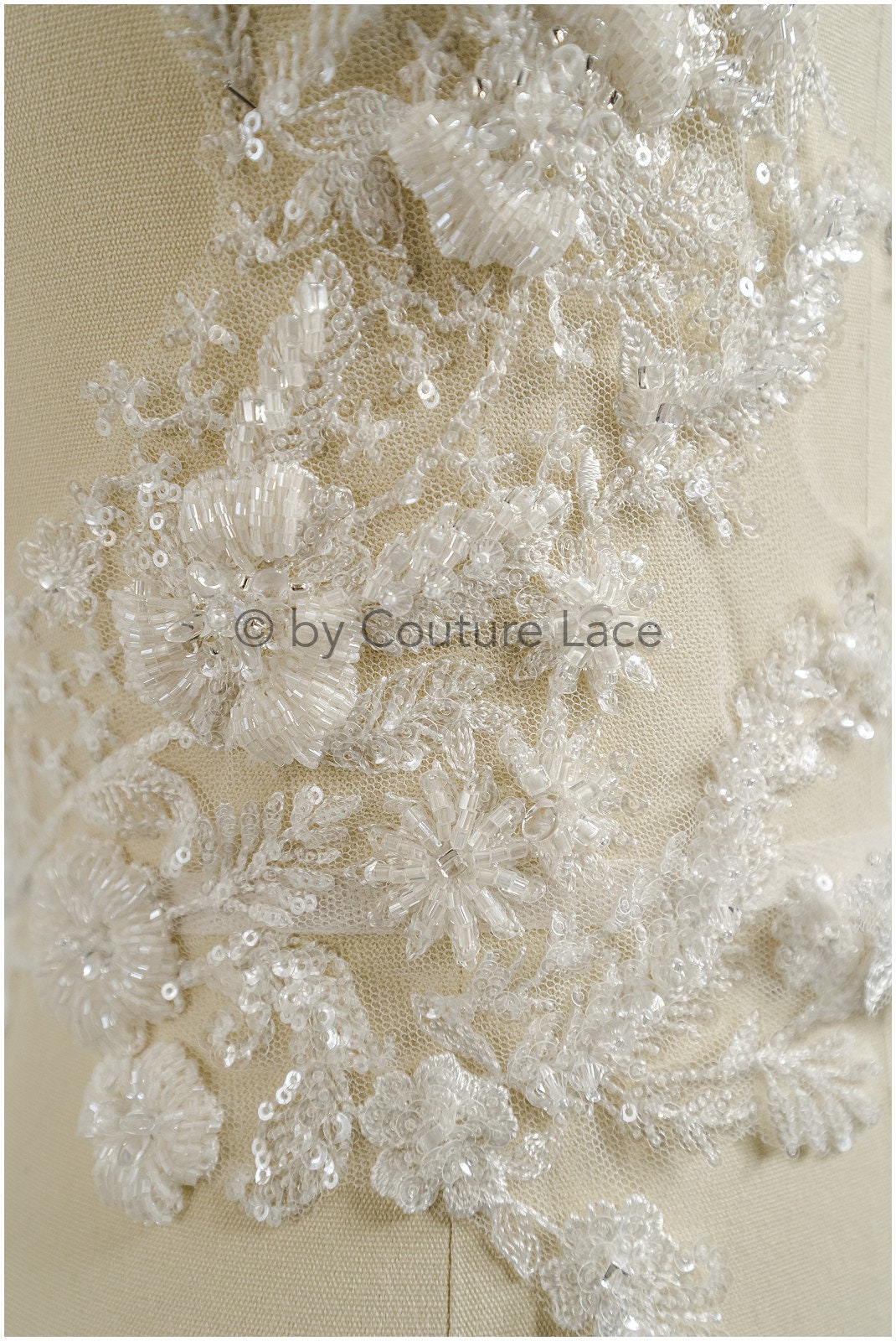 Pearl flower applique/Pearl bridal patch/Wedding dress lace applique/Bridal leaf applique/A23-330