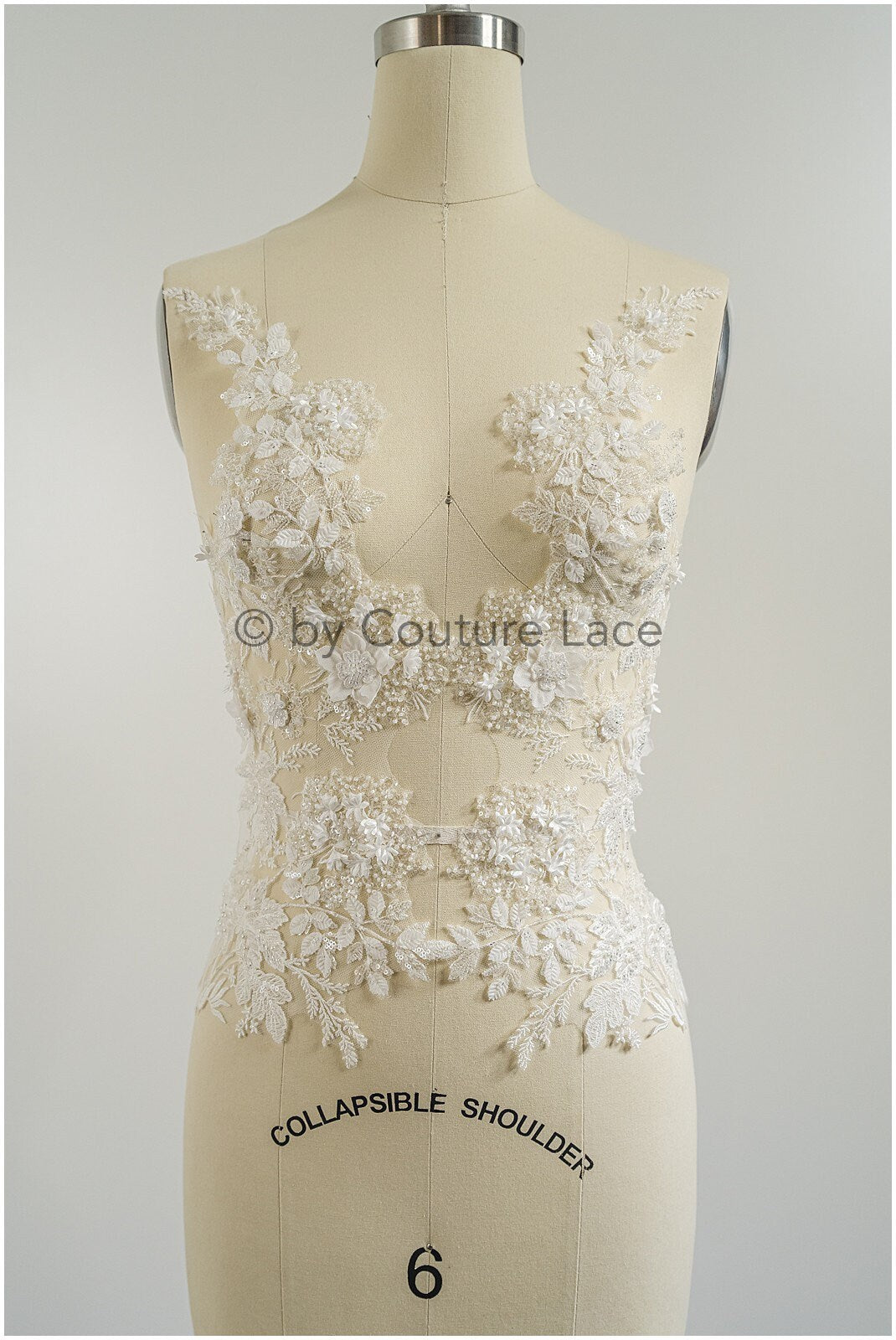 3D Blumen Applikation / Perlen Braut Aufnäher / Hochzeitskleid Spitzenapplikation / Brautblatt Applikation / A23-331