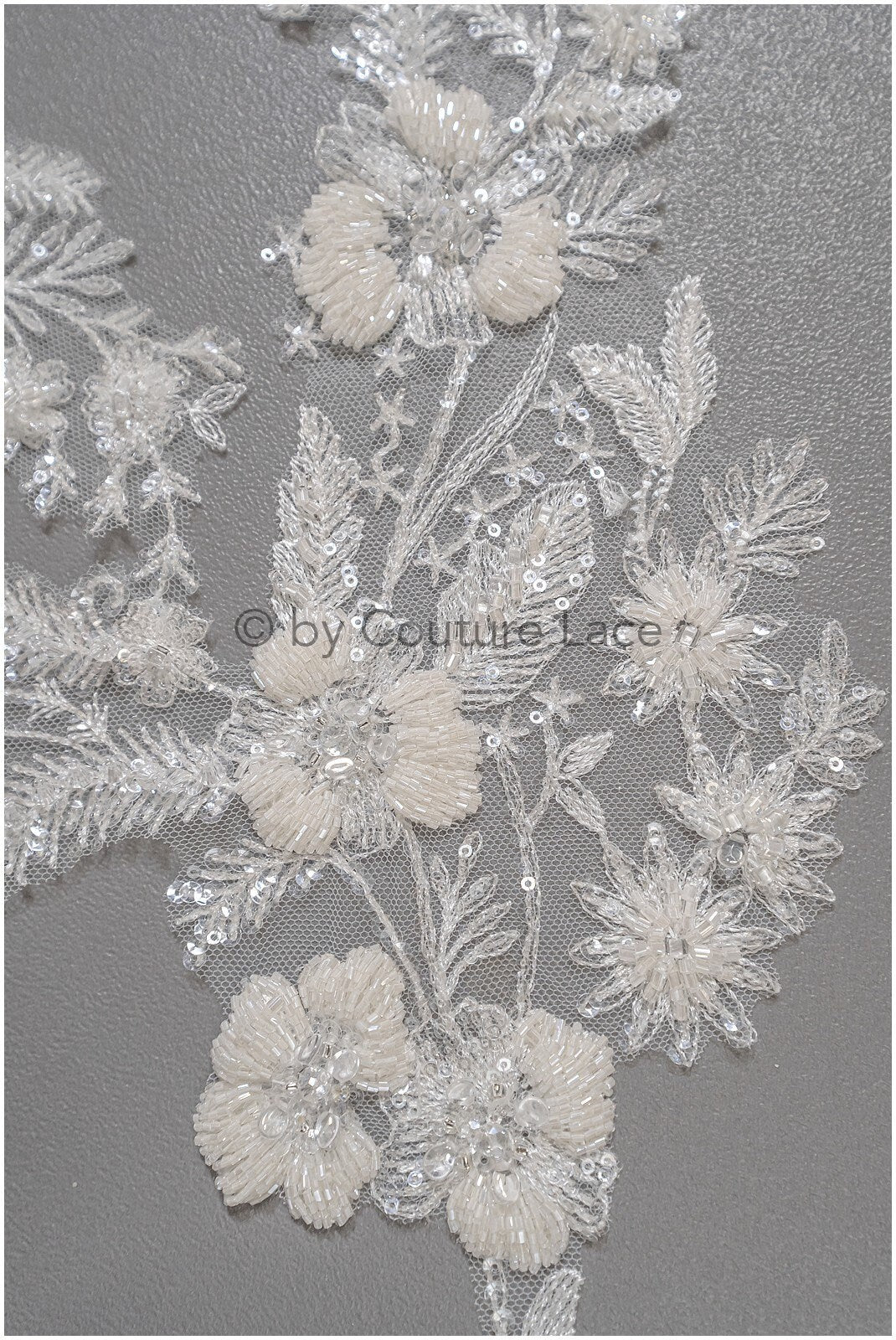 Perlen Perlen Blumen Applikation/ Perlen Braut Aufnäher/ Hochzeitskleid Spitze Applikation/ Brautblatt Applikation/ A23-332