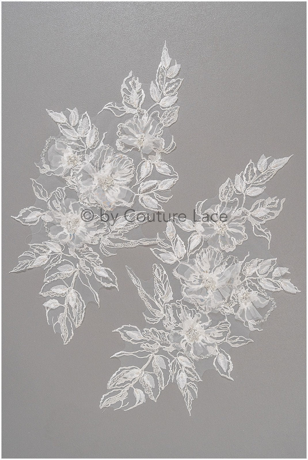 3D Blumen Applikation / Perlen Braut Aufnäher / Braut Aufnäher / Blatt Applikation / Hochzeitskleid Spitze Applikation / A23-328