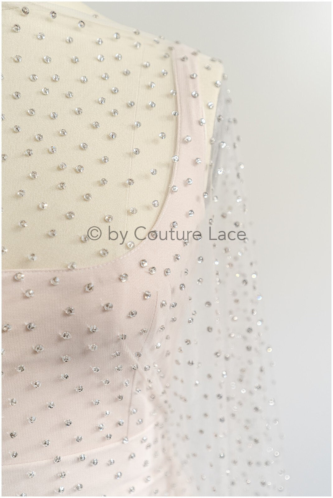Beautiful tulle fabric with small rhinestones/ Couture fabric with rhinestones/ Swarovski tulle fabric/ Rhinestone tulle// L23-523