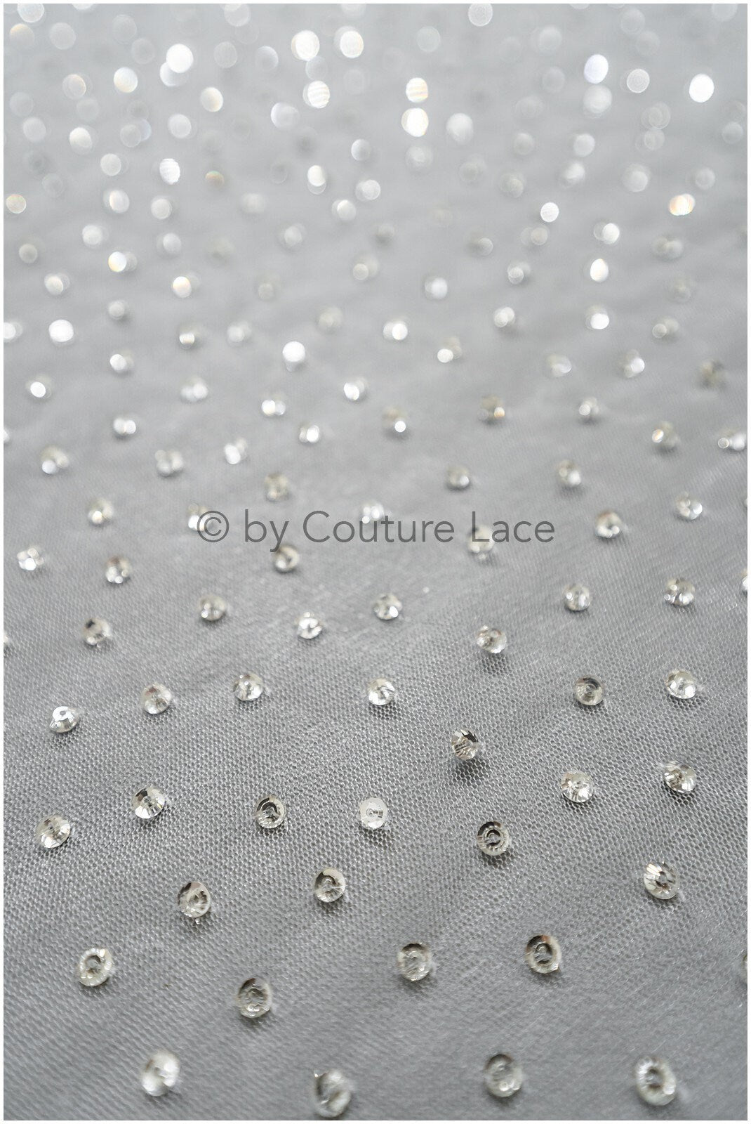 Beautiful tulle fabric with small rhinestones/ Couture fabric with rhinestones/ Swarovski tulle fabric/ Rhinestone tulle// L23-523