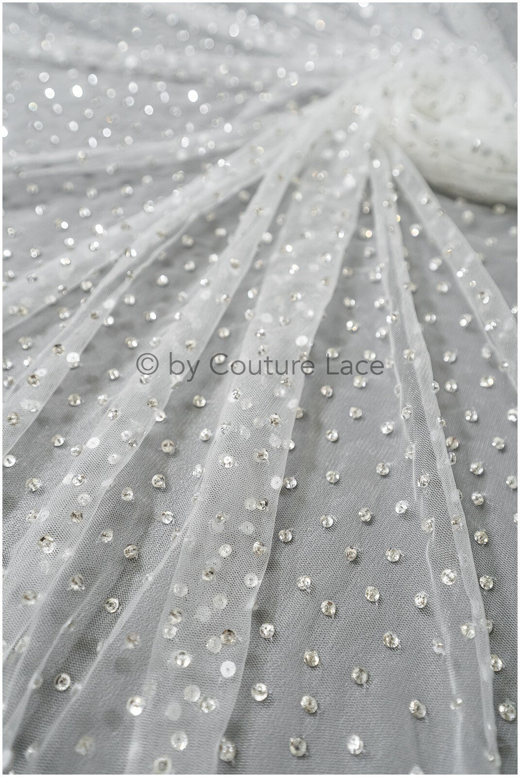 Beautiful tulle fabric with small rhinestones/ Couture fabric with rhinestones/ Swarovski tulle fabric/ Rhinestone tulle// L23-523