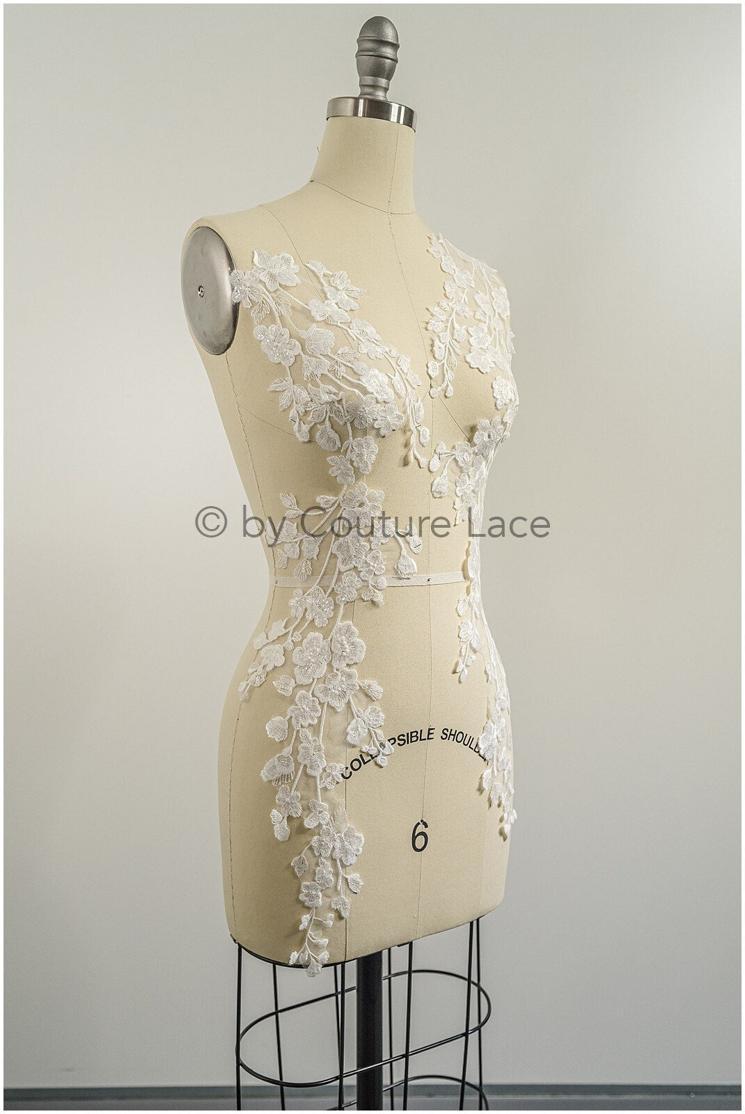 Romantisches verziertes Spitzen Aufnäher/ weiße Verzierung Blumen Applikation/ Hochzeitskleid Spitzen Applikation/ Braut verziertes Muster Applikation / A23-317