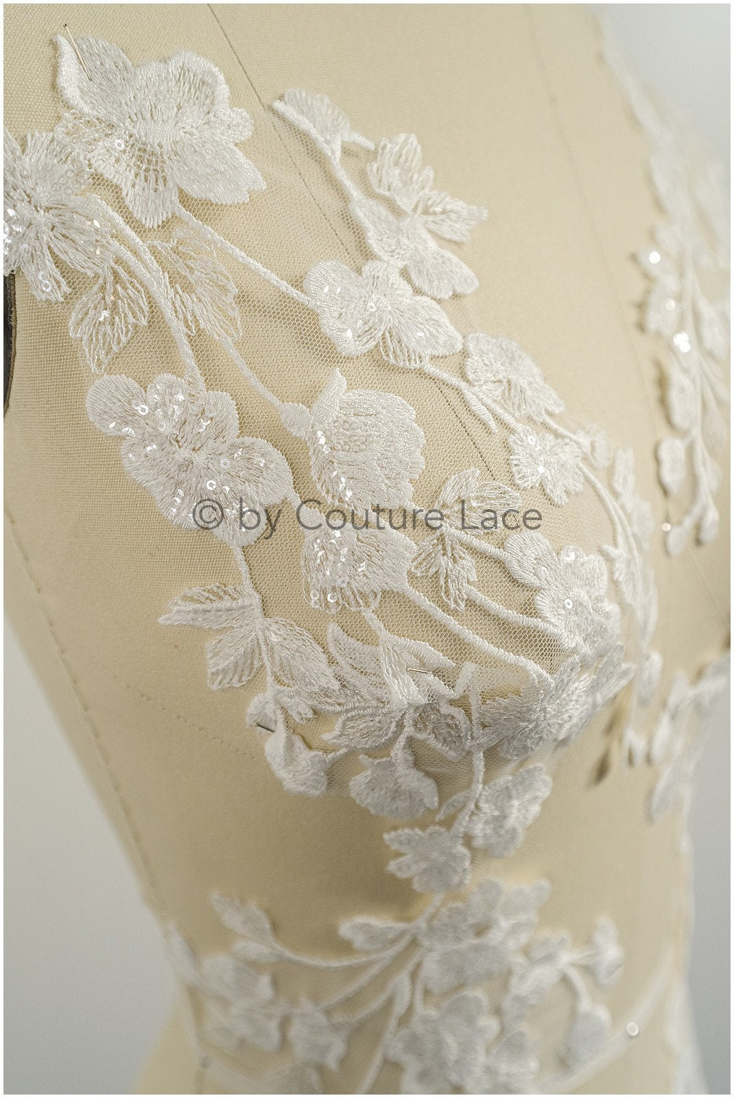 Romantisches verziertes Spitzen Aufnäher/ weiße Verzierung Blumen Applikation/ Hochzeitskleid Spitzen Applikation/ Braut verziertes Muster Applikation / A23-317