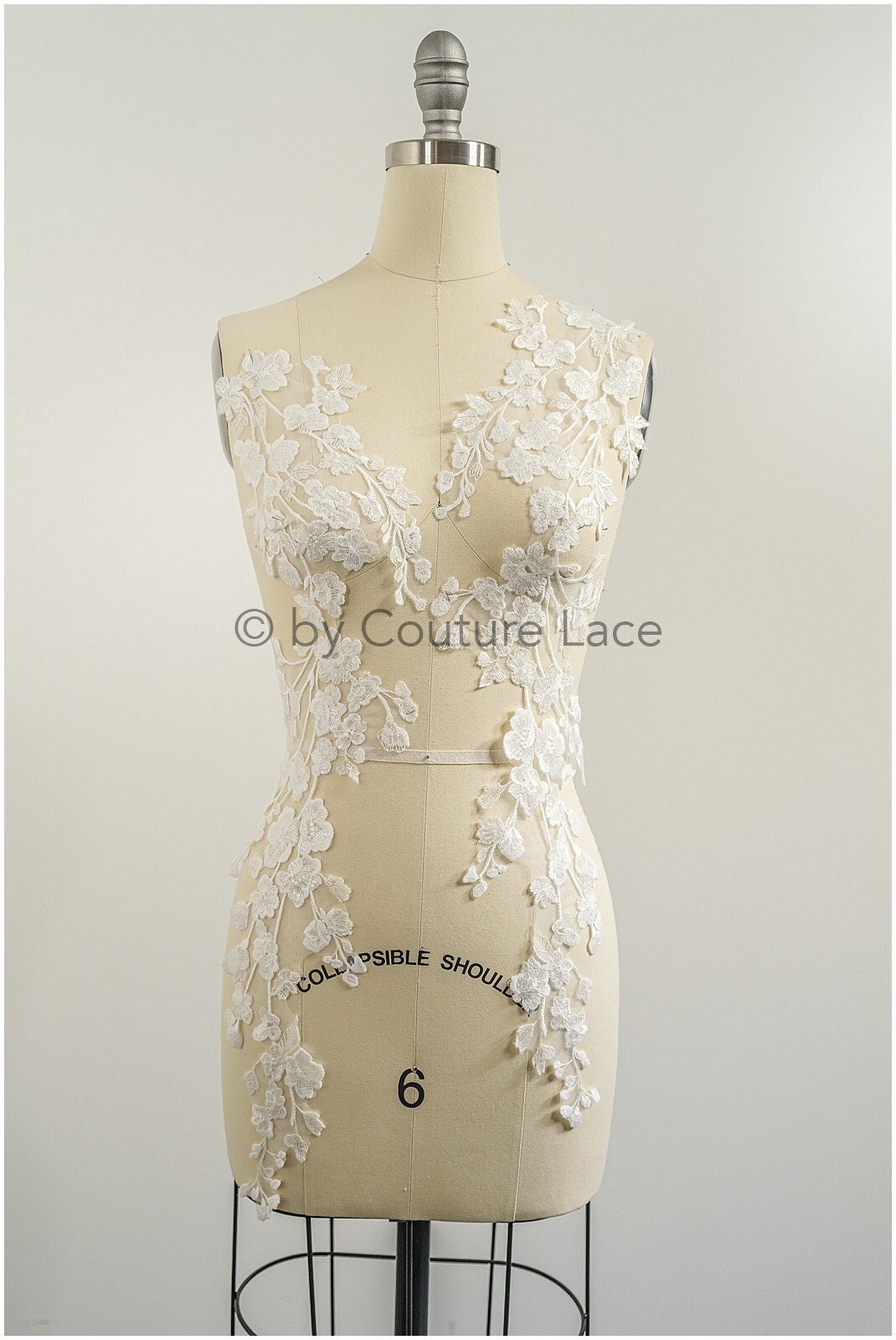 Romantisches verziertes Spitzen Aufnäher/ weiße Verzierung Blumen Applikation/ Hochzeitskleid Spitzen Applikation/ Braut verziertes Muster Applikation / A23-317