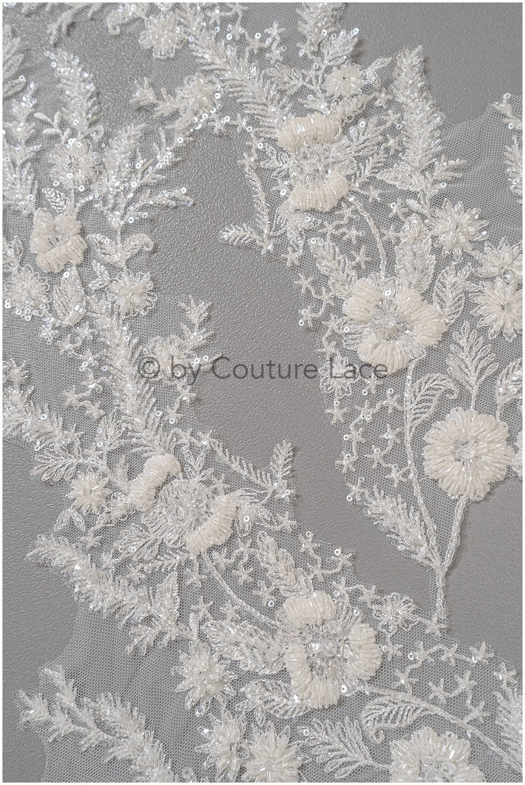 Pearl flower applique/Pearl bridal patch/Wedding dress lace applique/Bridal leaf applique/A23-330
