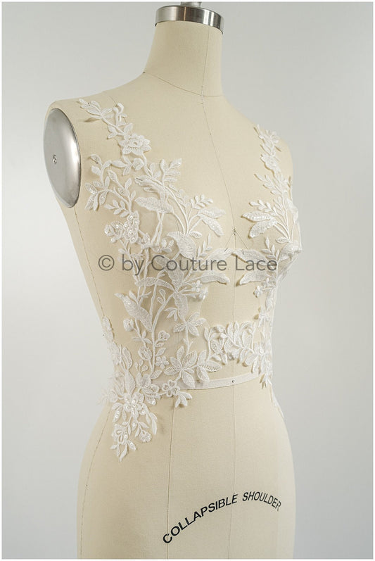 Perlen Blumen Applikation/ Perlen Braut Aufnäher/ Braut Aufnäher/ A23-333