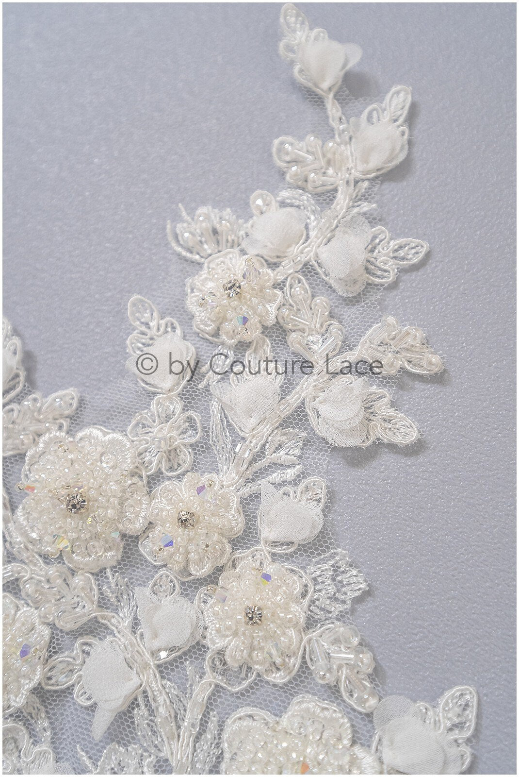 3D Blumen Applikation / Perlen Braut Aufnäher / Hochzeitskleid Spitzenapplikation / Brautblatt Applikation / A23-323