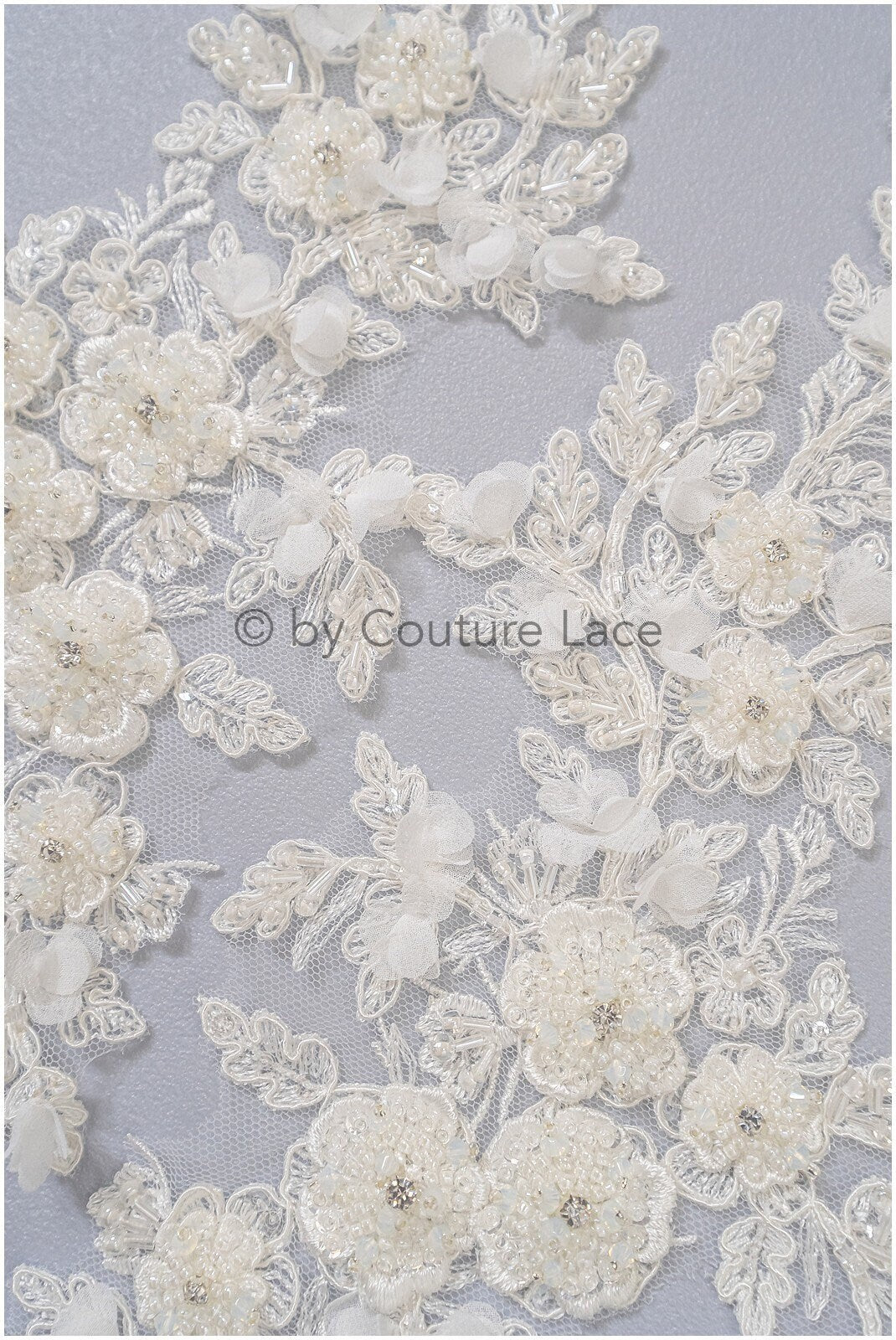 3D Blumen Applikation / Perlen Braut Aufnäher / Hochzeitskleid Spitzenapplikation / Brautblatt Applikation / A23-324