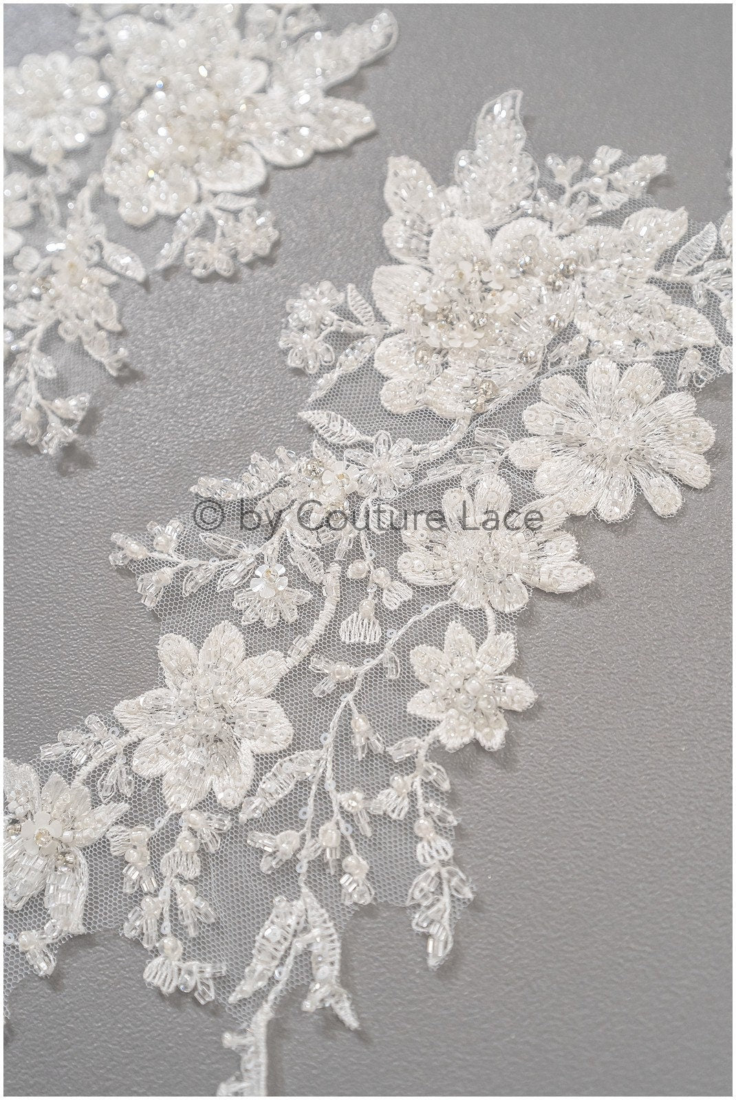 Perlen Perlen Blumen Applikation/ Perlen Braut Aufnäher/ Hochzeitskleid Spitzenapplikation/ Brautblatt Applikation/ A23-326