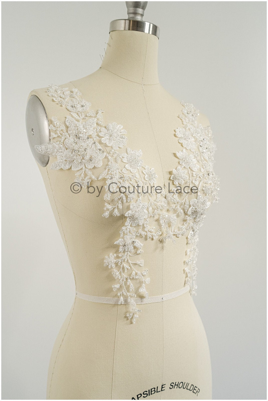 Perlen Perlen Blumen Applikation/ Perlen Braut Aufnäher/ Hochzeitskleid Spitzenapplikation/ Brautblatt Applikation/ A23-326