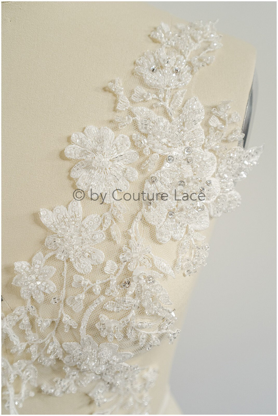 Perlen Perlen Blumen Applikation/ Perlen Braut Aufnäher/ Hochzeitskleid Spitzenapplikation/ Brautblatt Applikation/ A23-326