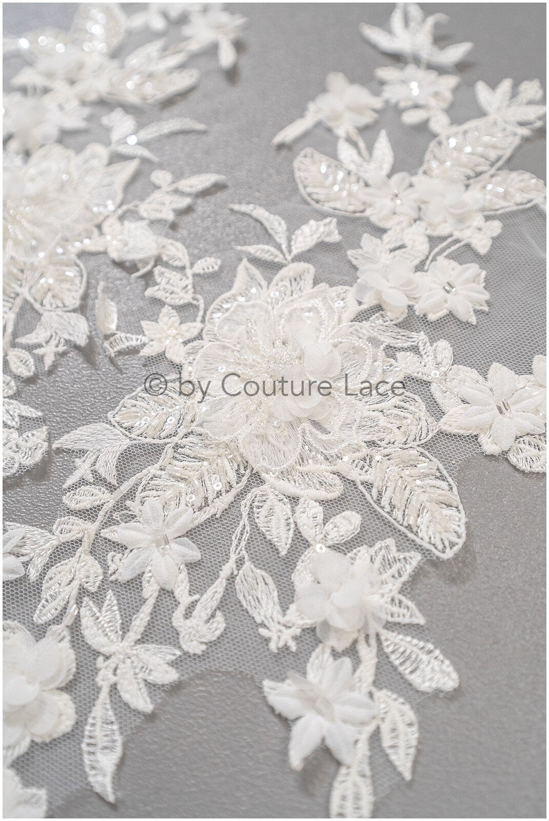3D Blumen Applikation / Perlen Braut Aufnäher / Hochzeitskleid Spitzenapplikation / Brautblatt Applikation / A23-327