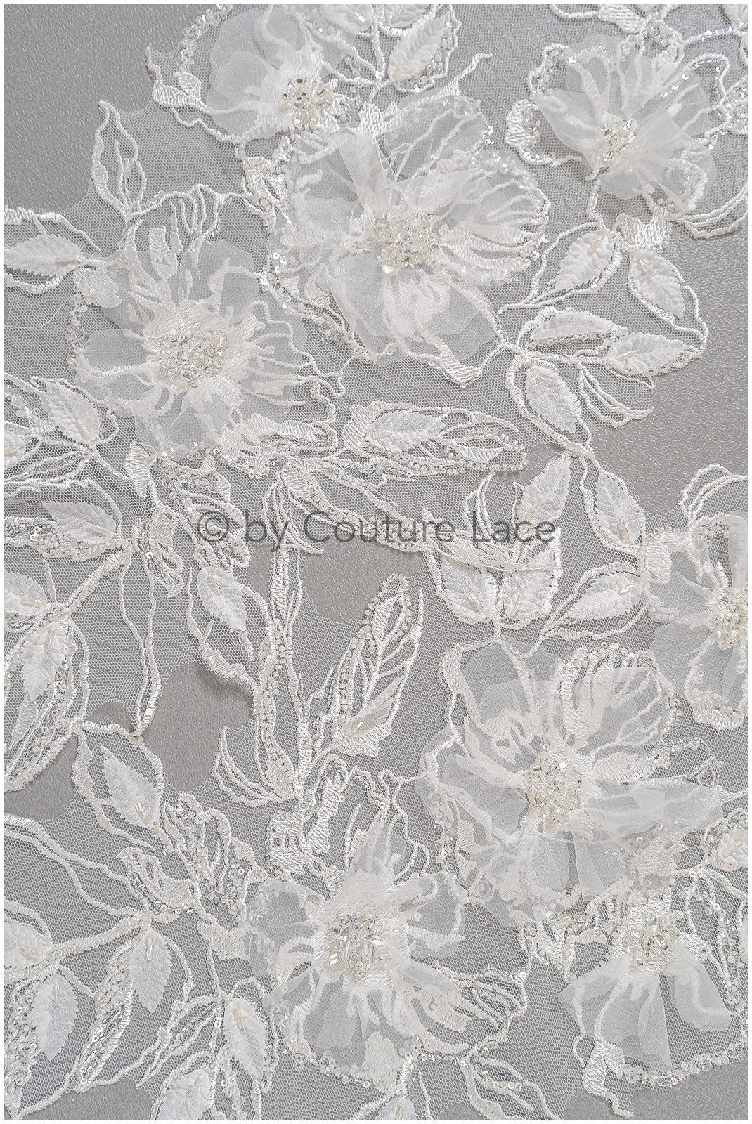 3D Blumen Applikation / Perlen Braut Aufnäher / Braut Aufnäher / Blatt Applikation / Hochzeitskleid Spitze Applikation / A23-328