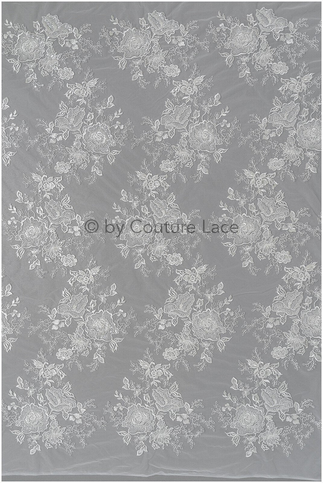 Wunderschöner perlenbesetzter Blumen Spitzenstoff/ Braut Couture Spitzenstoff mit Perlen & Pailletten/ Braut Spitze Off-White// L23-031BD