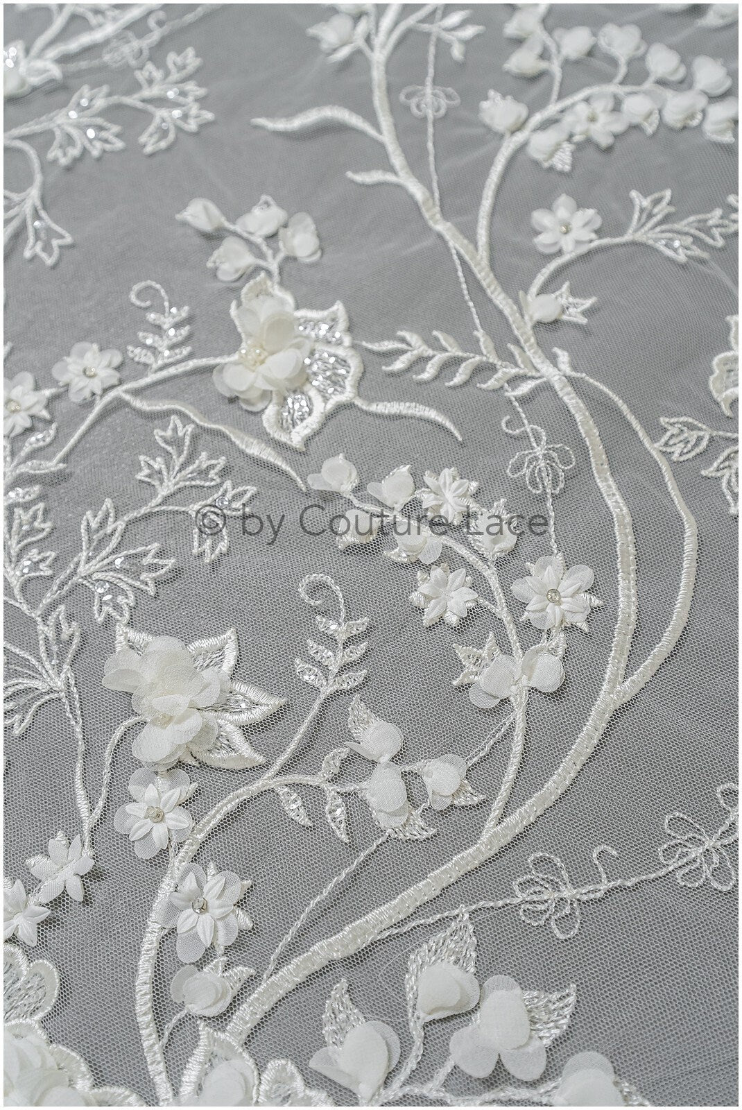 Perlen Brautspitzenstoff Off-White/ 3D Blumen Perlen Spitze/ schwere Perlenspitze/ Couture Spitzenstoff/ Brautspitzenstoff// L23-529
