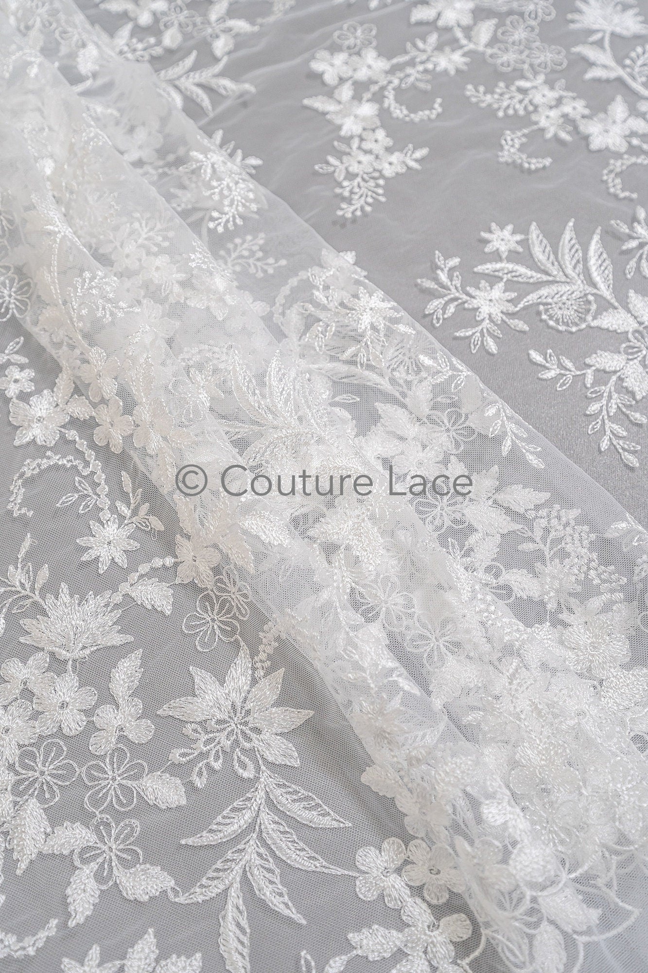Blumen Braut Spitze Off-White/ Brautspitze Stoff/ Blumen Hochzeit Spitze/ Couture Spitze// L23-028B