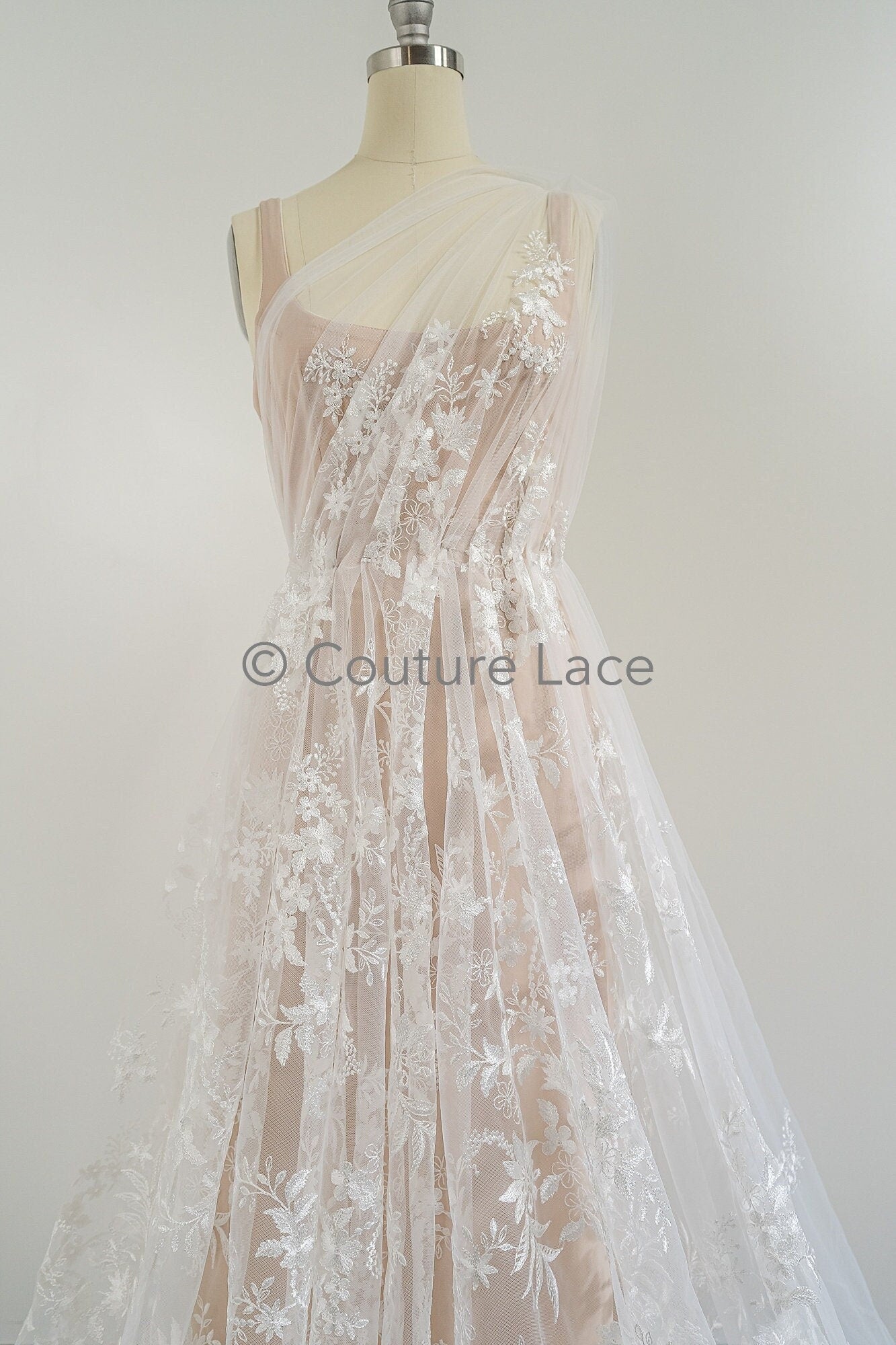 Blumen Braut Spitze Off-White/ Brautspitze Stoff/ Blumen Hochzeit Spitze/ Couture Spitze// L23-028B