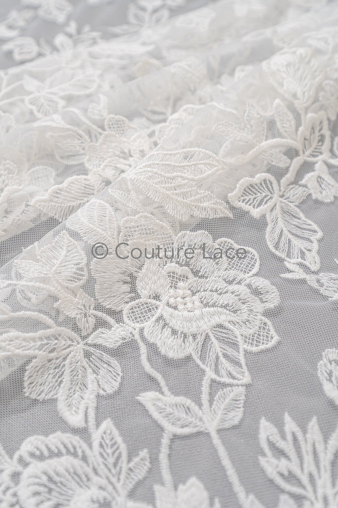 Blumen Braut Spitze Off-White/ Brautspitze mit Blumen/ Blumen Hochzeit Spitze/ Couture Spitze// L23-068
