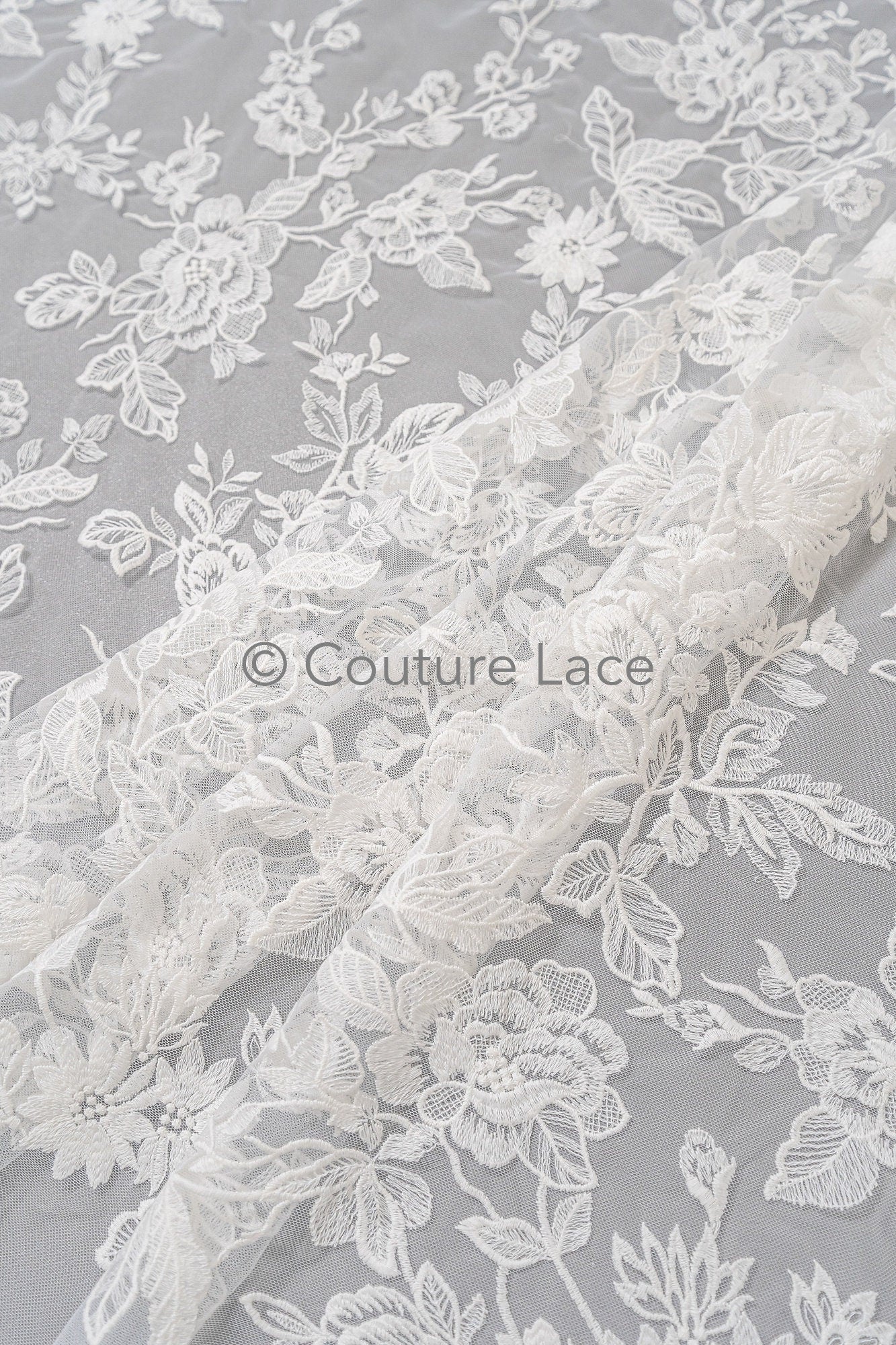 Blumen Braut Spitze Off-White/ Brautspitze mit Blumen/ Blumen Hochzeit Spitze/ Couture Spitze// L23-068