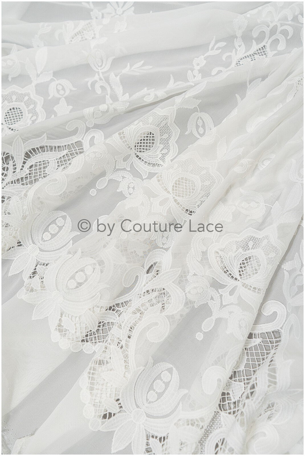 Blumen Braut Spitze Off-White/ Brautspitze mit Blumen/ Blumen Hochzeit Spitze/ Couture Spitze// L23-146