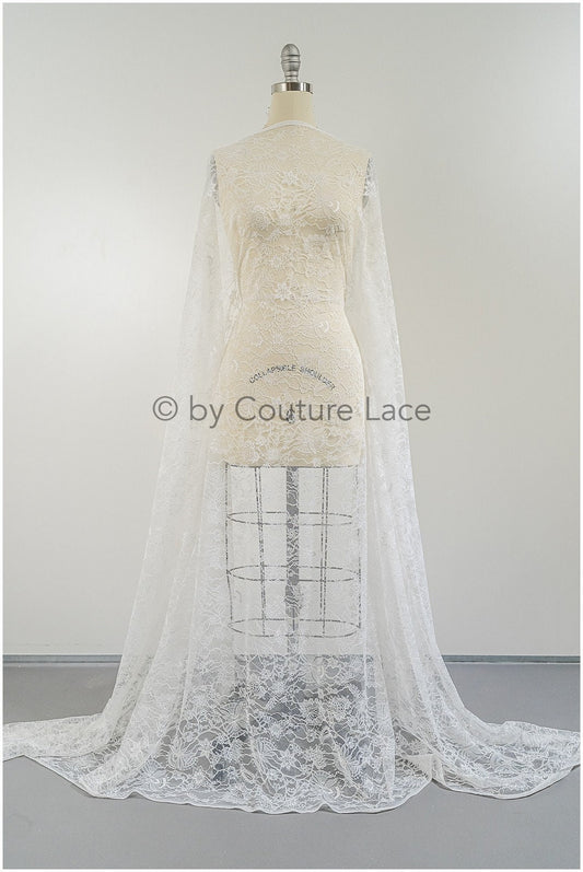 Français dentelle florale/ dentelle bruissement nuptiale/ dentelle voile français/ dentelle chanitilly nuptiale/ tissu de dentelle édouardienne// L23-178