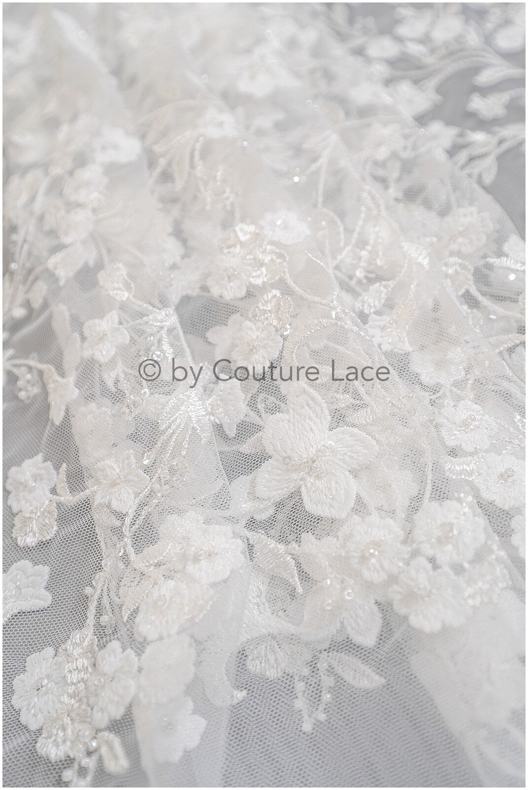 Bestickter Spitzenstoff für Hochzeiten/ Taufspitzenstoff/ Blumenmuster bestickter Spitzenstoff für Brautkleider// L23-305BE