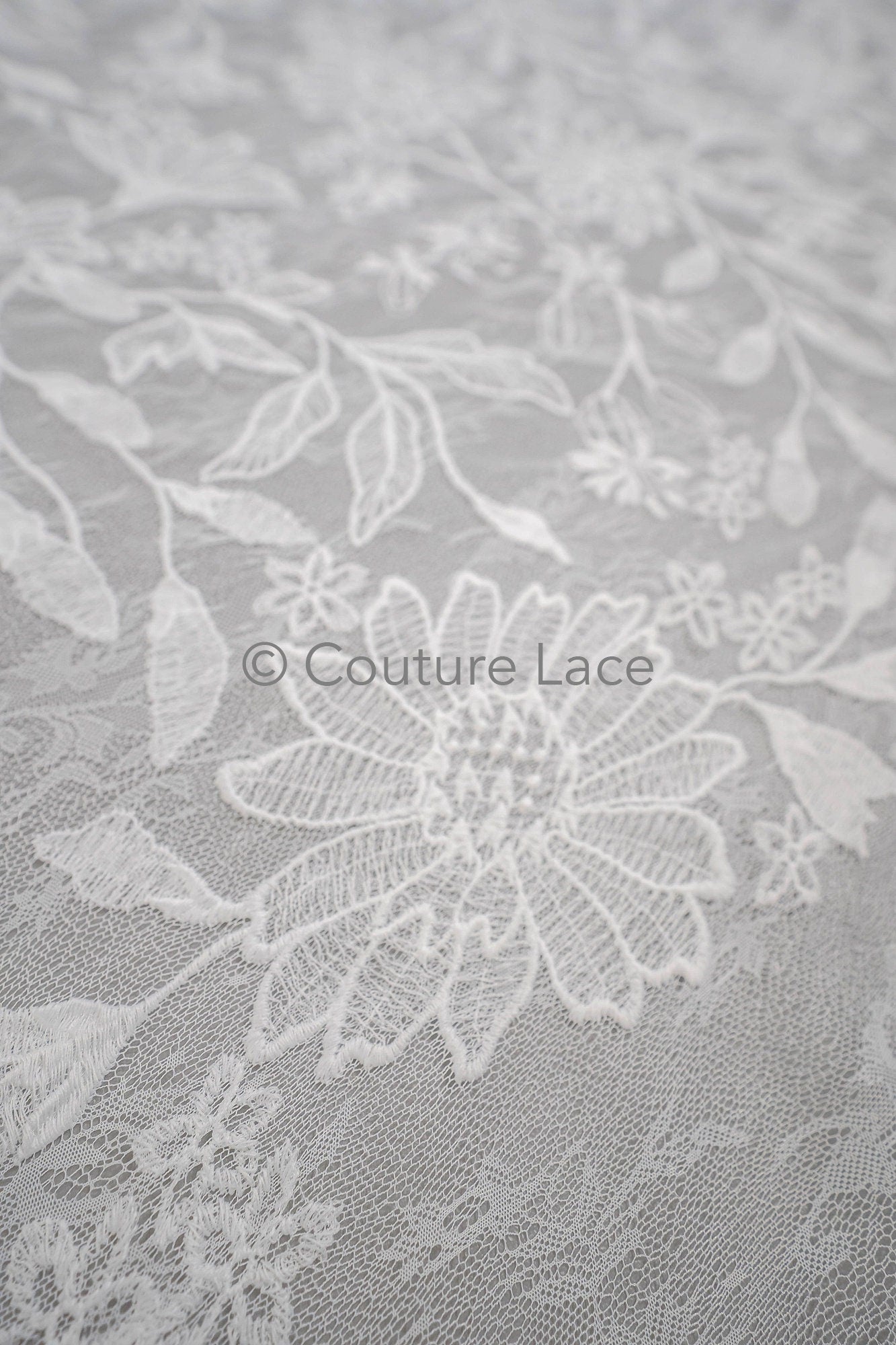 Floral bridal lace off-white/ bridal lace with flowers/ floral wedding lace/ couture lace// L23-580
