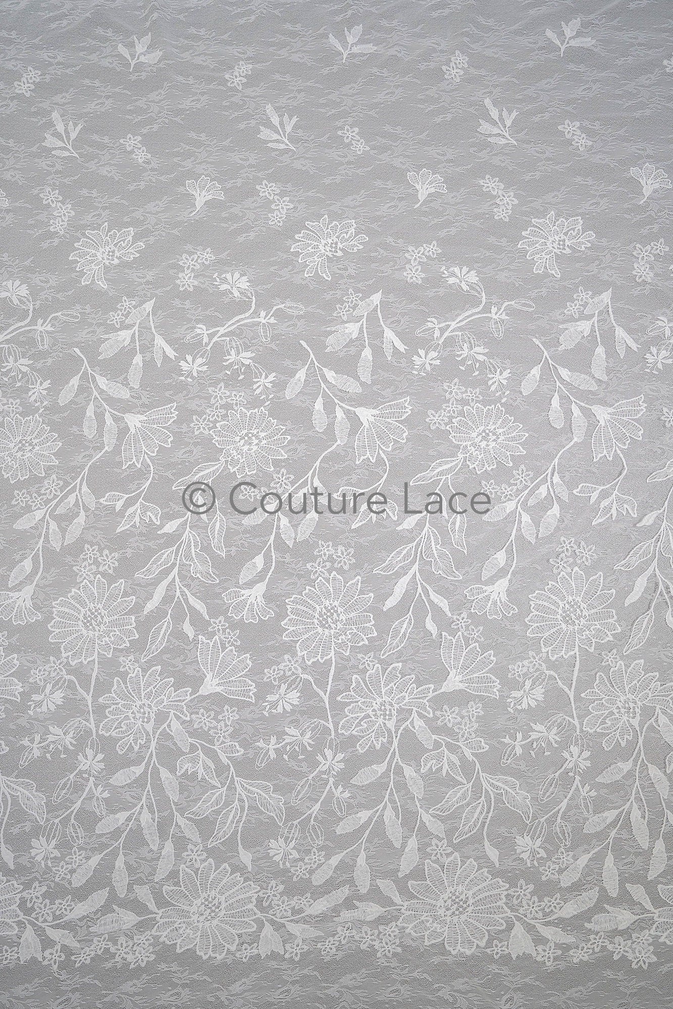 Floral bridal lace off-white/ bridal lace with flowers/ floral wedding lace/ couture lace// L23-580