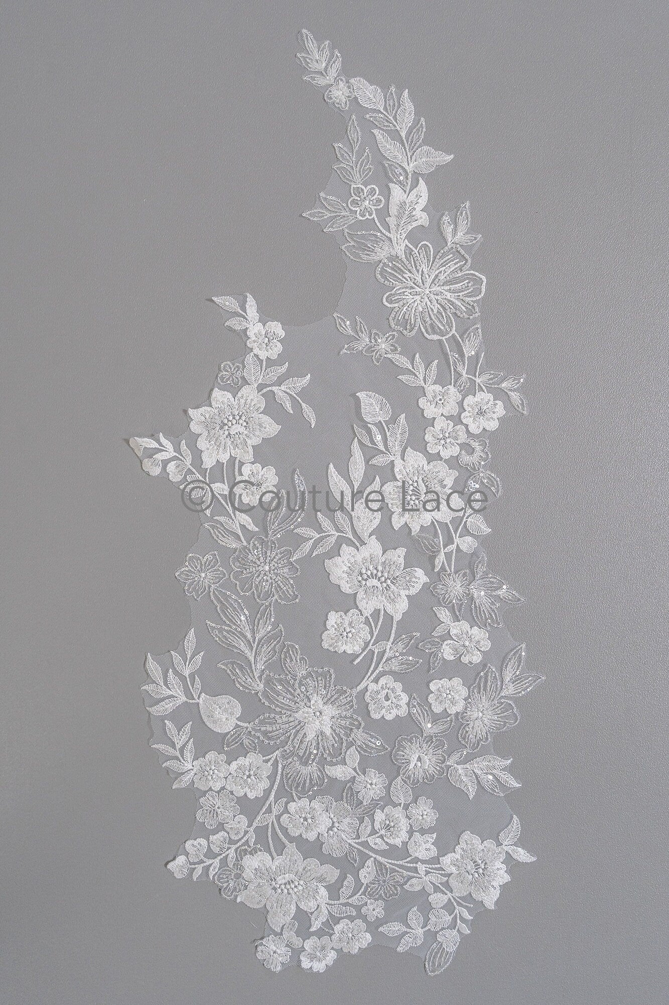 Pearl flower applique/Pearl bridal patch/Wedding dress lace applique/Bridal leaf applique/A23-335