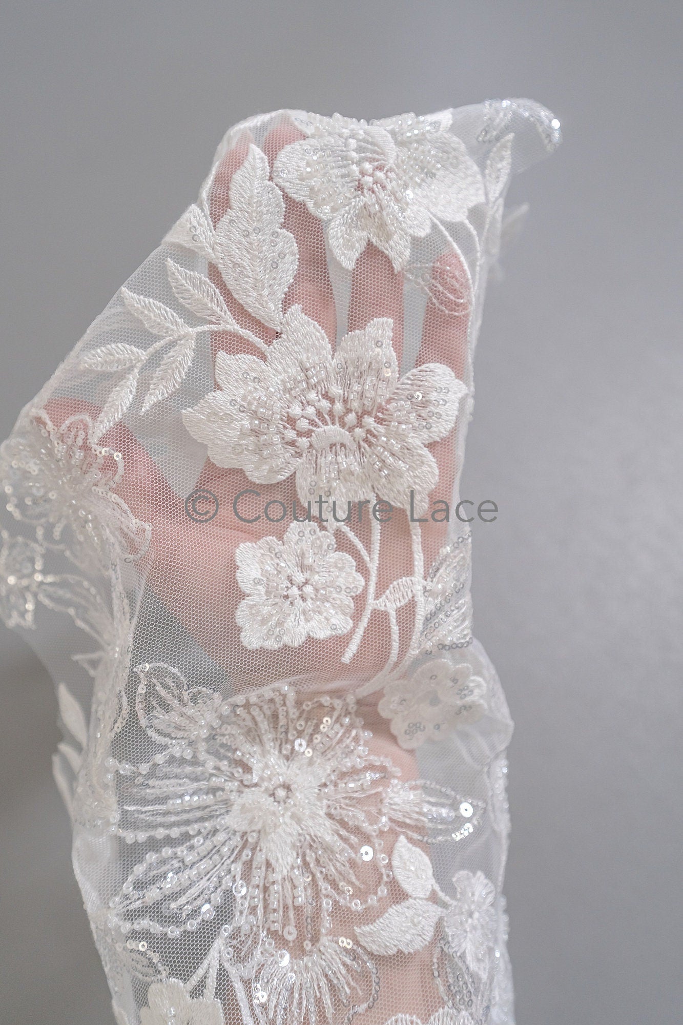 Pearl flower applique/Pearl bridal patch/Wedding dress lace applique/Bridal leaf applique/A23-335