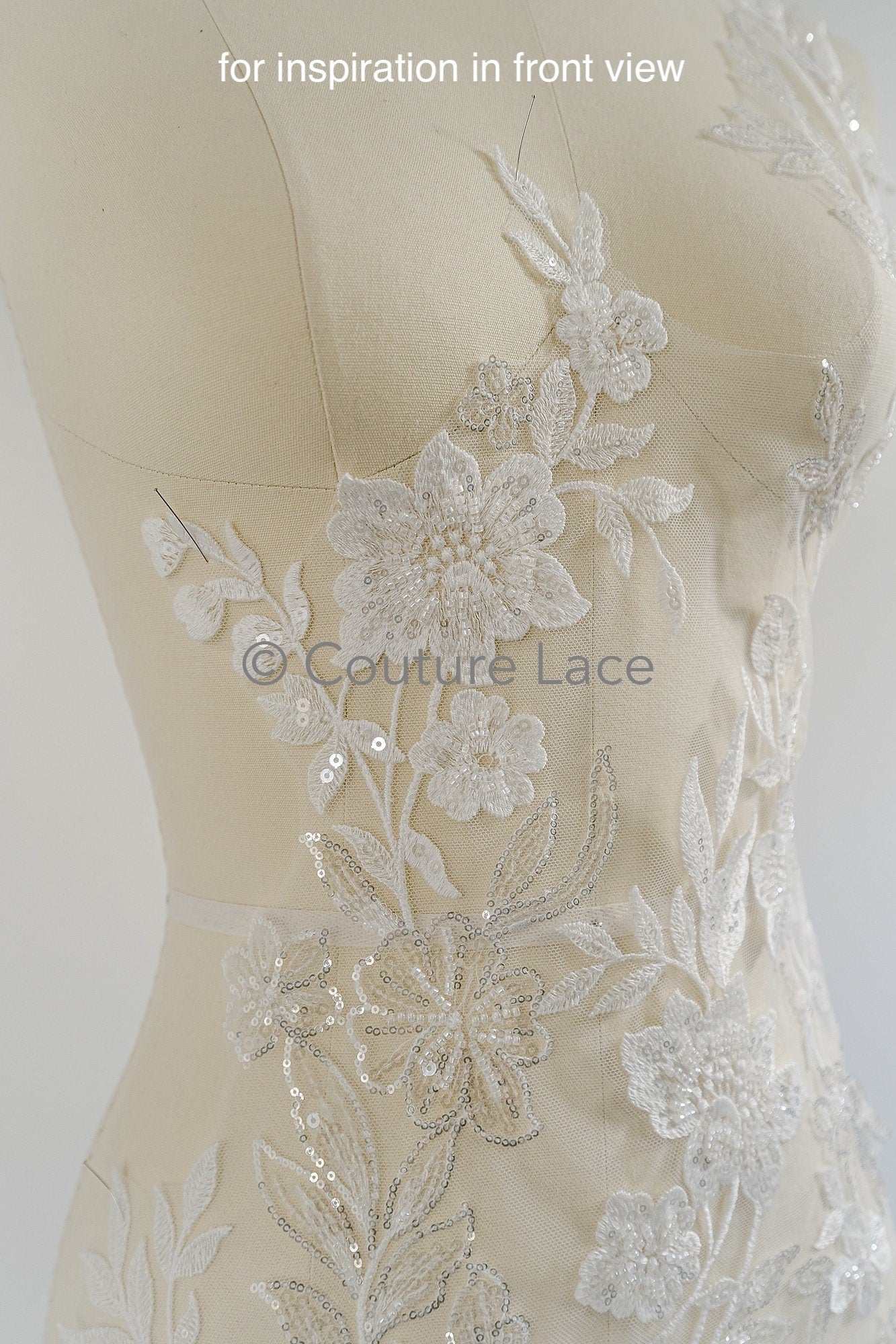 Pearl flower applique/Pearl bridal patch/Wedding dress lace applique/Bridal leaf applique/A23-335