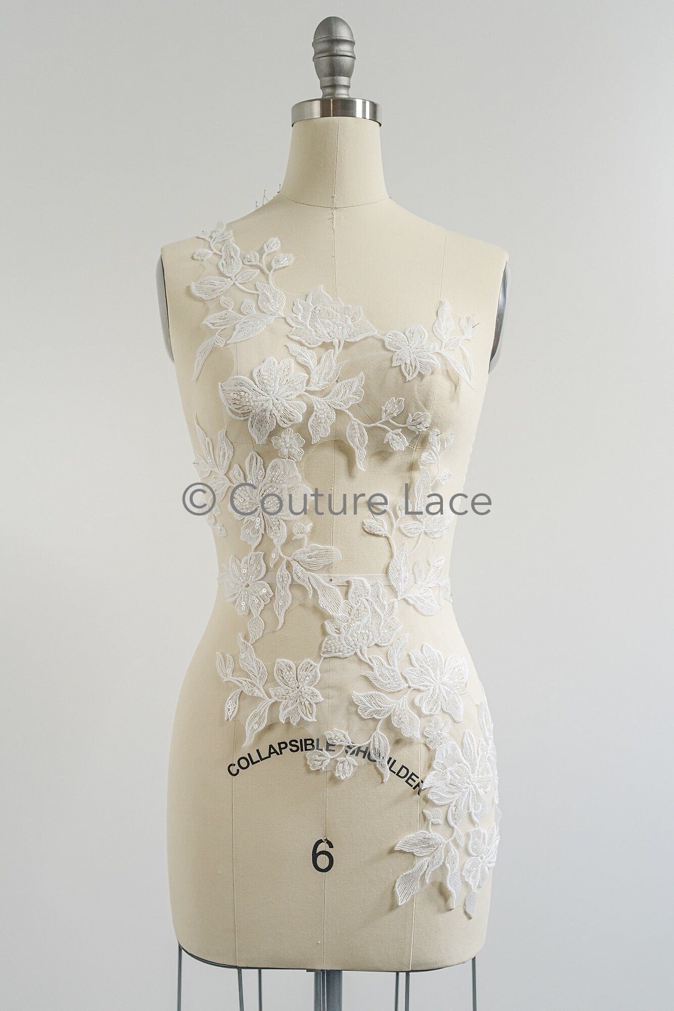 Hochzeitskleid Spitze Applikation/ Perlen Braut Aufnäher/ Perlen Blumen Applikation/ Brautblatt Applikation/ A23-336