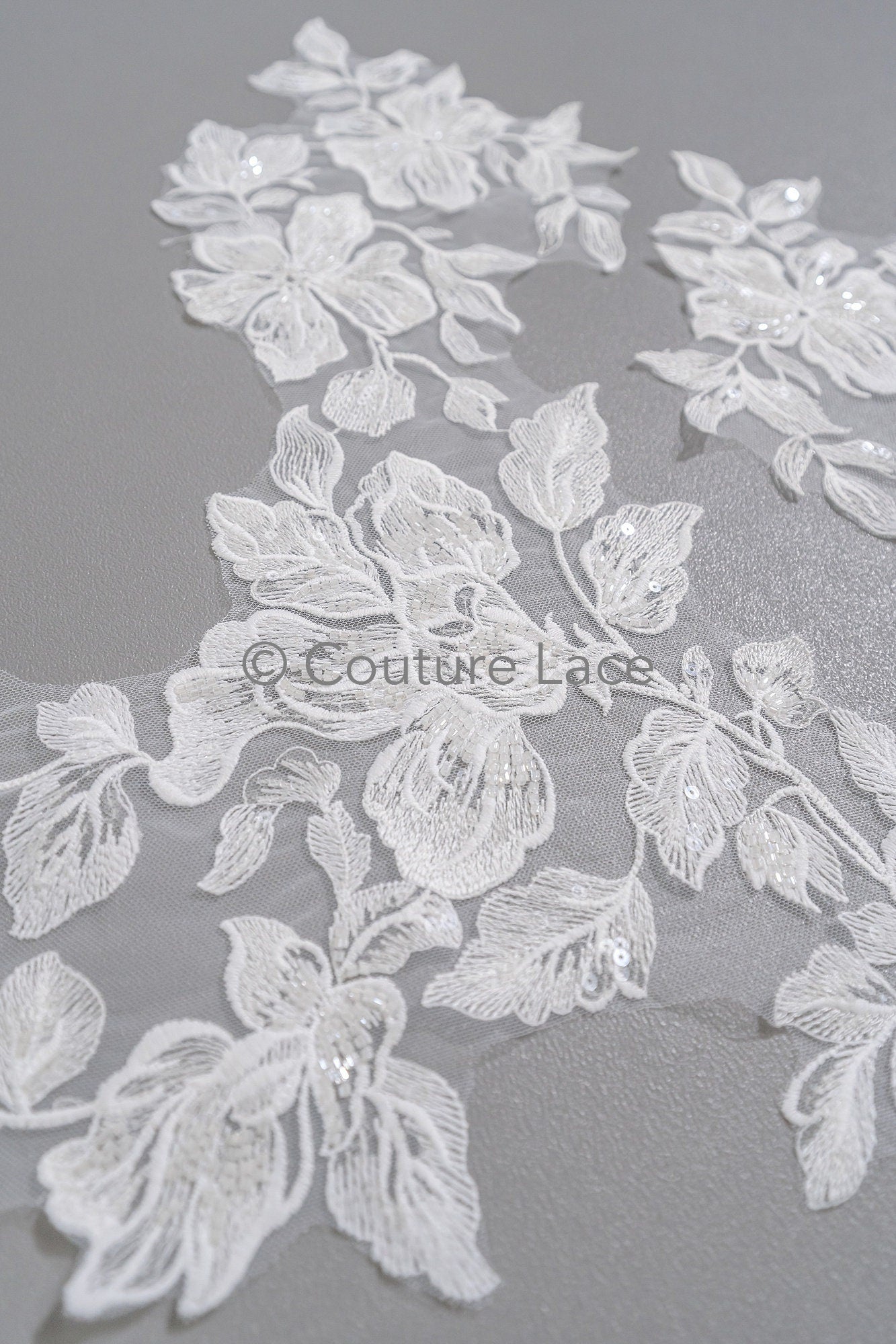 Flower Applique/ Pearl Bridal Patch/ Wedding Dress Lace Applique/ Pearl Bridal Patch/ A23-338